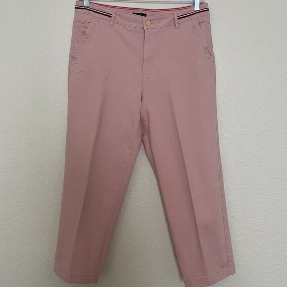 Tommy Hilfiger Classic cropped pink straight-cut trousers size 12 - Picture 1 of 13
